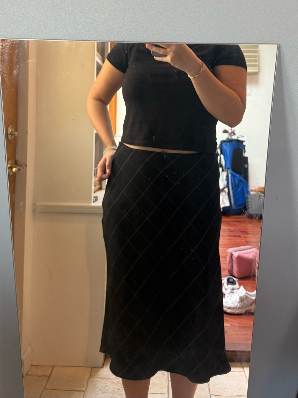 New York and Company black midi skirt